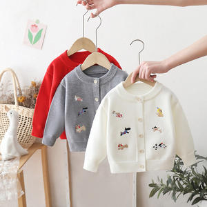 Nouveau pull en tricot pour enfants unisexe, motif de dessin animé, automne, fille, chiot brodé, tricot ample, garçon, <span class=keywords><strong>cardigan</strong></span> rouge - Product Image 2