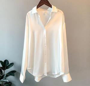 Kemeja Satin Kasual Lengan Panjang Vintage Terbaru untuk Wanita - Product Image 3