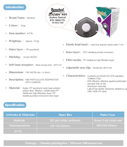 Niosh N95 masker ukuran besar diaktifkan karbon sekali pakai EN149 bersertifikat cangkir N95 debu dan Polvores Respirador maskara - Product Image 6