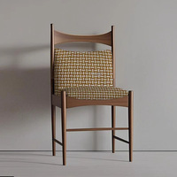 Chaise de salle à manger sans accoudoirs en bois massif de style nordique français rétro, haut de gamme, pour hôtel et maison