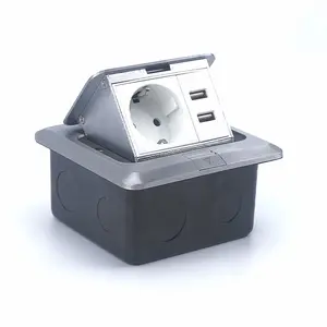 <span class=keywords><strong>Prise</strong></span> de sol escamotable allemande finlandaise Schuko CE GCC européenne 16A 2 ports SDK TV, boîtier EU auto-mise à la terre 110V-250V - Product Image 1