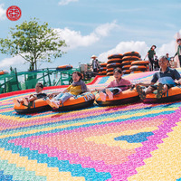 Toboggan Arc-en-ciel Géant Populaire et Coloré pour Parc d'Attractions Extérieur, Glisse Sèche pour Adultes et Enfants, à Vendre
