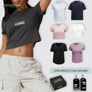 Arabella Xiamen T-shirt <span class=keywords><strong>haut</strong></span> de gamme avec logo personnalisé pour femmes Vêtements de rue d'été en coton rayonne modale - Product Image 1