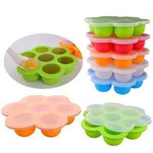 Wholesale Custom Logo Eco-friendly Food Grade Silicone Ice Cube Mold Collapsible Freezer Tray 7 Holes Quick Frozen Easy Release - Product Image 1
