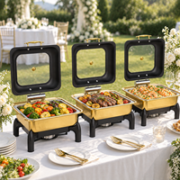 Plat de service isotherme de luxe en acier inoxydable noir et or, capacité 9L, pour buffet et traiteur