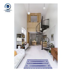 Escalera de Caracol moderna Prima, escalón de vidrio templado, placa de acero inoxidable, larguero, poste <span class=keywords><strong>Central</strong></span>, diseño que ahorra espacio - Product Image 5