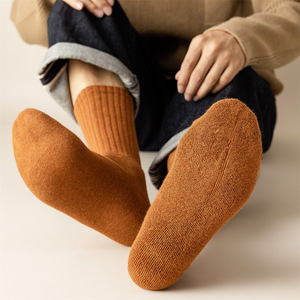 Thermal <b>Socks</b> For Men Thickened Terry Cloth Sole <b>Long</b> <b>Sock</b> Casual Wear Breathable Warm Cotton Solid Color High Elastic Band - Product Image 3