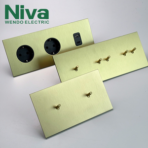 Interrupteurs à bascule en laiton Niva, norme européenne, panneau métallique, solution de prise murale électrique, boîte ronde européenne, France, Allemagne - Product Image 3