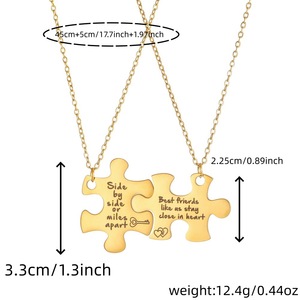 Stainless Steel Puzzle <b>Necklace</b> Electroplated Laser Engraved Clavicle Chain Gift For <b>Friends</b> Unisex Daily Wear Geometry Design - Product Image 4