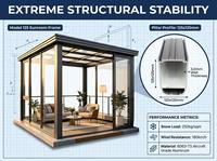 Véranda Moderne en Aluminium et Verre sur Mesure pour Hôtel, Jardin, Quatre Saisons, avec Toit Rétractable et Porte Transparente