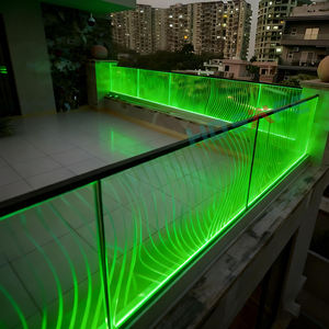DDP Garde-corps en verre sans cadre avec <span class=keywords><strong>éclairage</strong></span> LED américain pour balcon <span class=keywords><strong>extérieur</strong></span>, villa, hôtel, rail en U pour terrasse, prix - Product Image 2