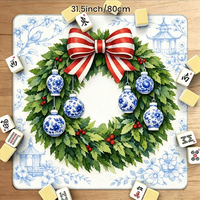 Tapete de Mahjong Personalizado con Diseño Navideño Moderno y Lujoso, Antideslizante, de Microfibra y Goma, Portátil, con Guirnalda y Estrella de Navidad, Ideal para Regalo