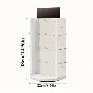 Wooden Earring And Necklace <b>Display</b> <b>Stand</b> Desktop Vertical <b>Rotating</b> Jewelry Organizer White Black Baked Finish 38x22 - Product Image 2