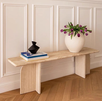 Table console en travertin beige minimaliste postmoderne, design moderne, meubles de salon, ferme, atelier, villa, hôtel, chambre à coucher