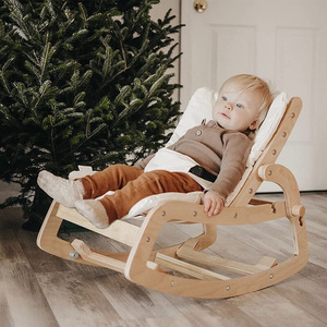 Chaise à bascule pour bébé en bois Couleur bois naturel Chaise inclinable réglable pour enfants Design scandinave - Product Image 1