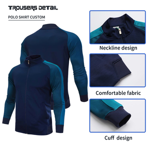 Grosir kustom logo unisex tracksuit kosong jalur sepak bola setelan musim gugur kasual ritsleting jaket dan celana pria - Product Image 3