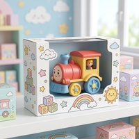 Boîtes d'emballage personnalisées en carton ondulé pour jouets de train pour enfants avec fenêtre en PVC et logo en relief, type dossier
