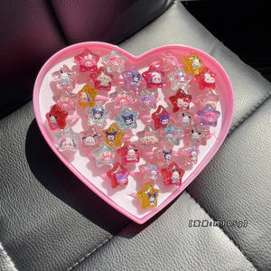 Jolies bagues à paillettes en forme de cœur pour filles, 36 pièces, pour déguisement de petites filles, avec boîte de présentation charmante - Product Image 6