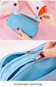 Étui à crayons <span class=keywords><strong>de</strong></span> grande capacité mignon <span class=keywords><strong>de</strong></span> style dessin animé, sac <span class=keywords><strong>de</strong></span> papeterie, plante heureuse, créatif, double couche, avec poignée - Product Image 5