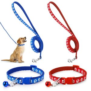 KingHon Adjustable Neck 19-32cm Paw Printed <b>Dog</b> <b>Leash</b> Collar Durable Nylon <b>Dog</b> Chain Collars Cat <b>Leash</b> Outdoor Walking - Product Image 1