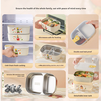 Premium SUS304 Edelstahl Bento-Box mit Deckel 2 Fächer 1700ml Lebensmittelechte PP-Außenwand Auslaufsicher & BPA-frei
