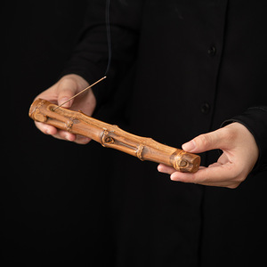 Bamboo Root Incense Pen Holder <b>Round</b> Shape For Calligraphy Painting <b>Brushes</b> Scholar Decor Dehua Origin - Product Image 2