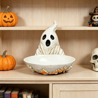 Statue en résine de fantôme d'Halloween en forme d'horloge, peinte à la main, décoration artistique pour la maison, idéale pour une présentation festive sur table