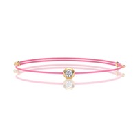 Pulsera de Cuerda con Moissanita Redonda VVS1, Joyería de Lujo para Chicas, Pulsera con Dije de Moissanita en Cuerda Rosa y Roja, Precio al por Mayor