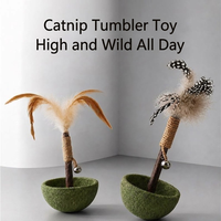Jouet pour chat en plumes naturelles avec clochette et griffoir en sisal pour chats d'intérieur