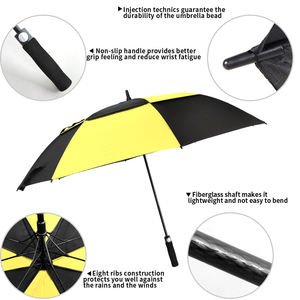 Parapluie de golf durable de 60 à 68 pouces avec nervures en fibre de verre résistantes au vent, parapluie résistant au vent à vendre - Product Image 4