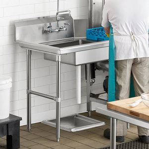 Left Side Dishwasher Compatible Sink Work <b>Table</b>, Stainless Steel Commercial Dishwashing <b>Prep</b> Bench for Restaurant Catering - Product Image 1