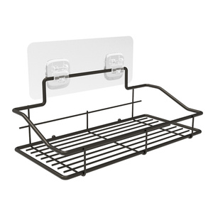 Estante de almacenamiento para colgar en la pared de acero inoxidable negro de alto estilo, elegantes estantes de pared multifuncionales para cocina, herramienta de baño - Product Image 1