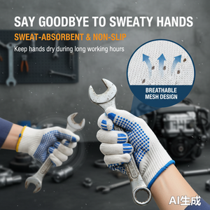 Guantes de Trabajo de Algodón Blancos con Puño Azul Antideslizantes Duraderos de Uso General Textura Lisa Sin Polvo Sin Látex - Product Image 5