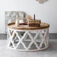 Meubles de maison, table d'appoint pour salon, balcon, tables basses rondes en bois ajourées