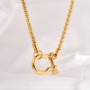 Collar de Oro Antideslustre de Moda, Acero Inoxidable 18K, Joyería Fina, Collar con Cierre de Mosquetón y Diseño de Bocado de Caballo para Mujeres y Hombres - Product Image 3