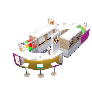 Mostrador de Comida Rápida de Madera Barnizada para Cafetería y Quiosco de Café, Exhibidor de Té de Burbujas, Muebles de Diseño Interior - Product Image 1