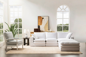 Sofá Moderno de Estilo Europeo de Lujo en Forma de I, Tapizado en Tela Gris <span class=keywords><strong>Blanco</strong></span> Profundo, Sofás de 7 Plazas para el Hogar, Muebles para Sala de Estar Moderna - Product Image 2