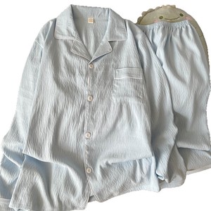 <span class=keywords><strong>Pigiama</strong></span> di cotone con nuvole coreane per <span class=keywords><strong>uomo</strong></span> tinta unita taglie forti per la casa dei giovani pantaloni Cardigan Casual a maniche lunghe per l'inverno - Product Image 5