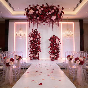 High Quality silk cloth <b>Flower</b> Backdrop arrangement for Event Party Stage background Decoration - Product Image 1