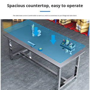 Table de comptoir autoportante en acier inoxydable 304, surface polie, matériau écologique, capacité de charge de 250 kg, utilisation en cuisine, 1 an - Product Image 4