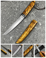 Couteau à lame droite Fanstoon de haute qualité en acier VG10 avec manche en bois et étui, couteau Bowie multifonctionnel pour l'extérieur, OEM personnalisé