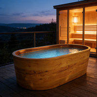 Baignoire autoportante en acier inoxydable 304 à grain de bois pour bain froid, idéale pour hôtels modernes, écologique, couleur personnalisable, directement de l'usine