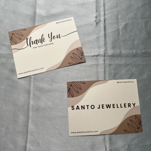 Custom Printed Beige Brown Thank You <b>Cards</b> With Leaves Design Luxury Paper Insert Appreciation <b>Cards</b> For Jewellery Cosmetic <b>Gift</b> - Product Image 6