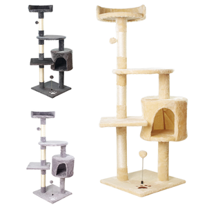 Produit phare : Arbre à chat de luxe en peluche, grand, multi-niveaux, avec griffoir et maisonnette, pour chats d'intérieur - Product Image 2