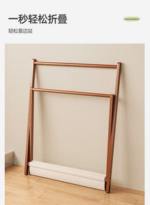 Folding Floor-<b>Standing</b> Clothes Storage <b>Rack</b> Nan Bamboo Material Minimalist Design 2 Shelves Bedroom Bathroom Home Furniture - Product Image 5