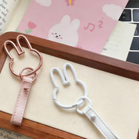 Porte-clés intelligent en forme de lapin mignon, pendentif de clé de voiture avec boucle à ressort tête de lapin de dessin animé, accessoires de voiture