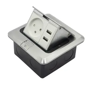 IGERCN merek USB pengisian pop up soket lantai dengan 250V 16amp Israel power outlet Lembut pop up kotak daya Lantai