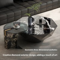 Nouvel ensemble de tables basses de luxe italiennes minimalistes et durables 2026 – Tables gigognes en marbre et acier inoxydable brossé pour salon