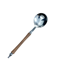 Cuillère créative, cuillère à mélanger, cuillère à riz, cuillère à manger à long manche épaissi, style rétro, manche imitation bois de poirier - Product Image 4