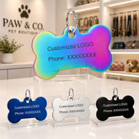 Personalisierbares Haustier-ID-Tag aus Edelstahl mit Laser-Gravur für Hunde und Katzen – Namens- und Telefonnummer auf Halsband, schillerndes individuelles Logo, Anti-Verlust, Metall, kostenlose Muster